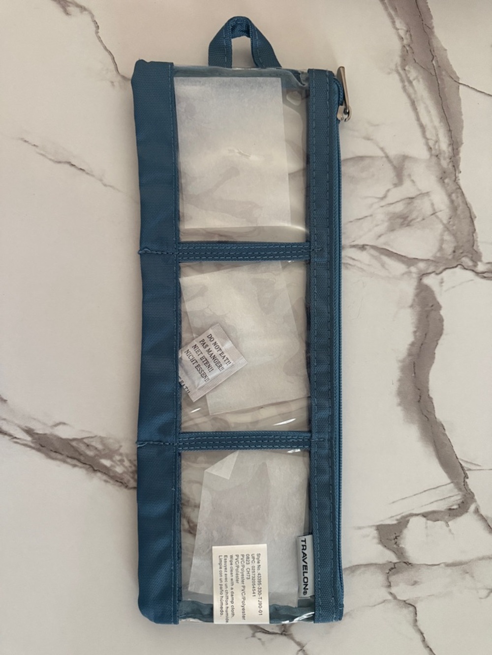 Travelon Teal Travel Pouch For Jewelry with Three Clear Windows